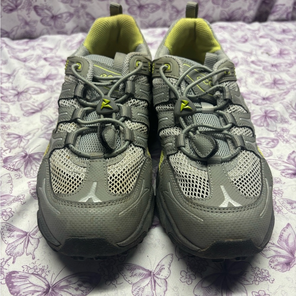 Ecco Gray and Yellow Hiking Shoes